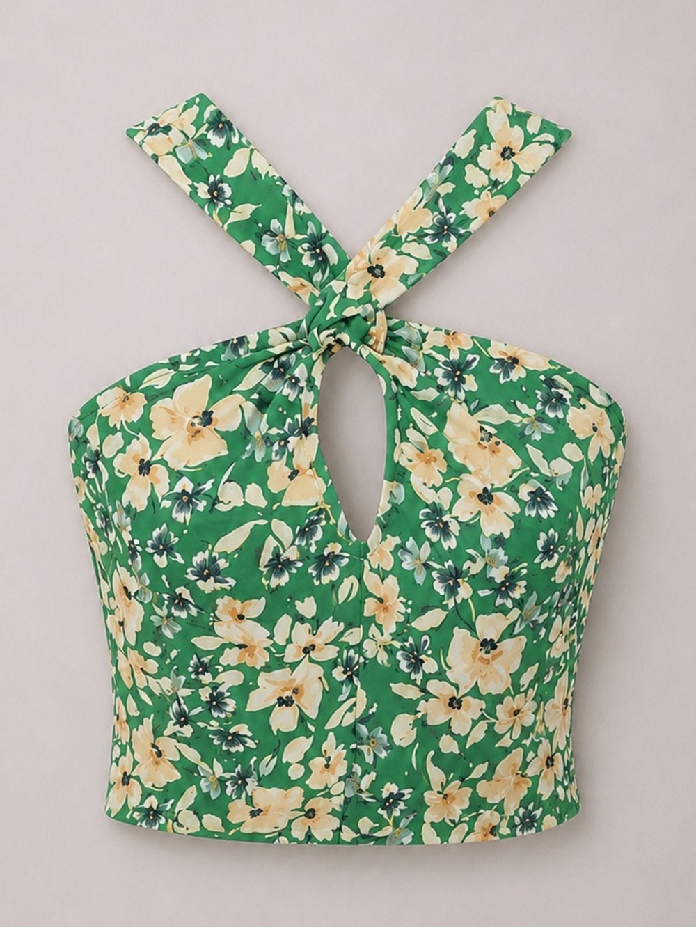 Sienna Sky Green Floral Halter Crop Top NWT Women’s Medium Y2K Cottagecore